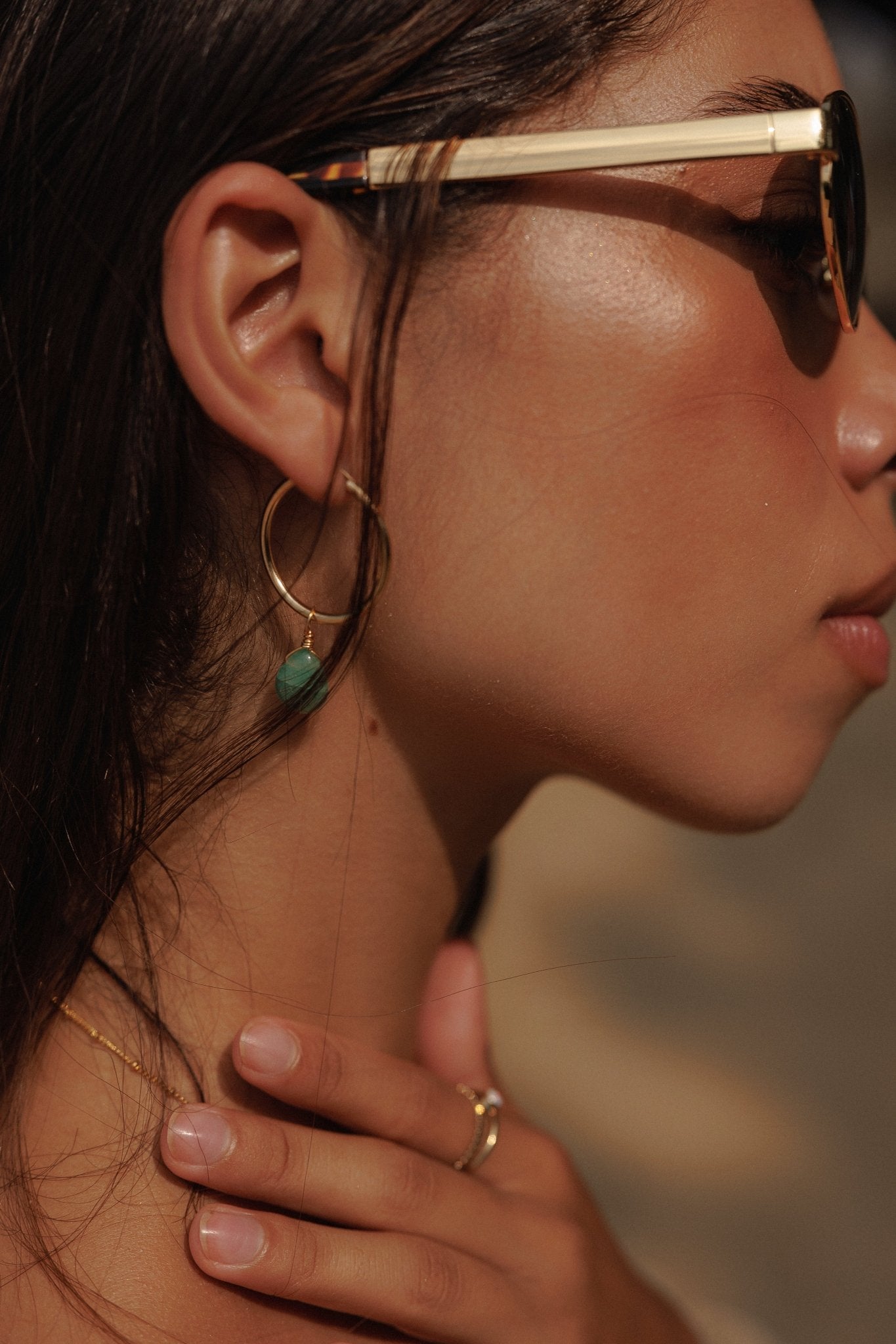 GREEN AVENTURINE HOOPS - DE.FINE Collection Jewelry