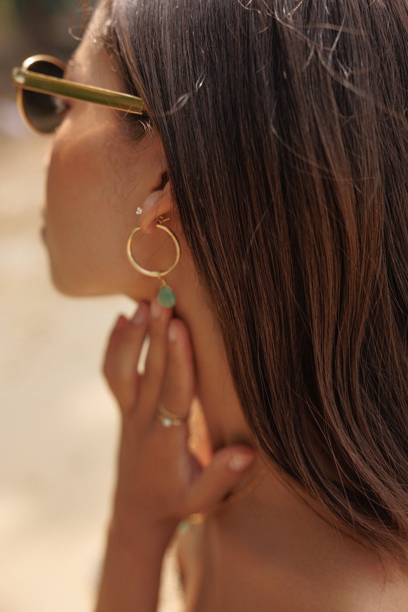 GREEN AVENTURINE HOOPS - DE.FINE Collection Jewelry