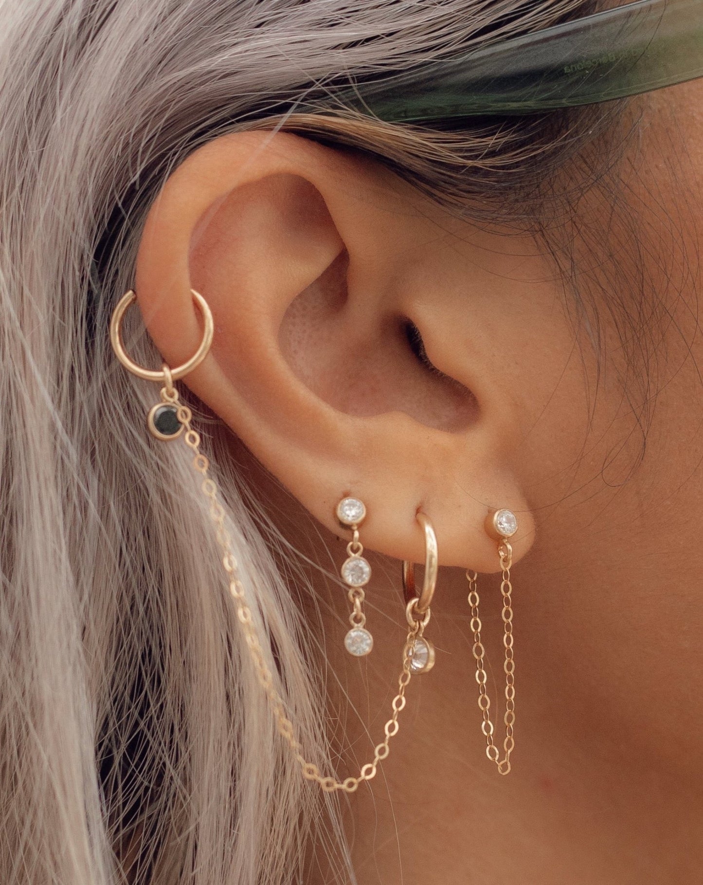 DOUBLE CHAIN HOOP - DE.FINE Collection Jewelry