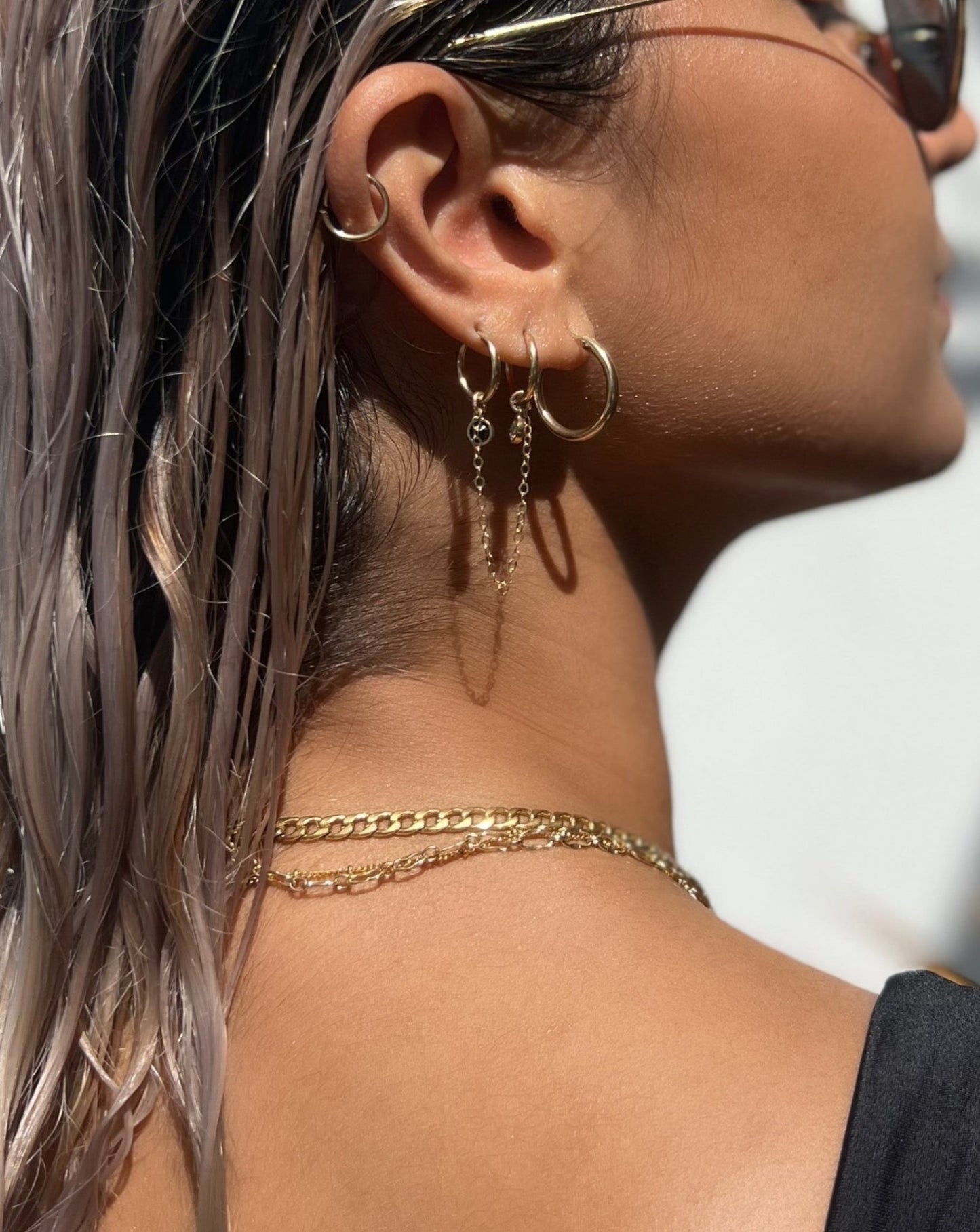 DOUBLE CHAIN HOOP - DE.FINE Collection Jewelry
