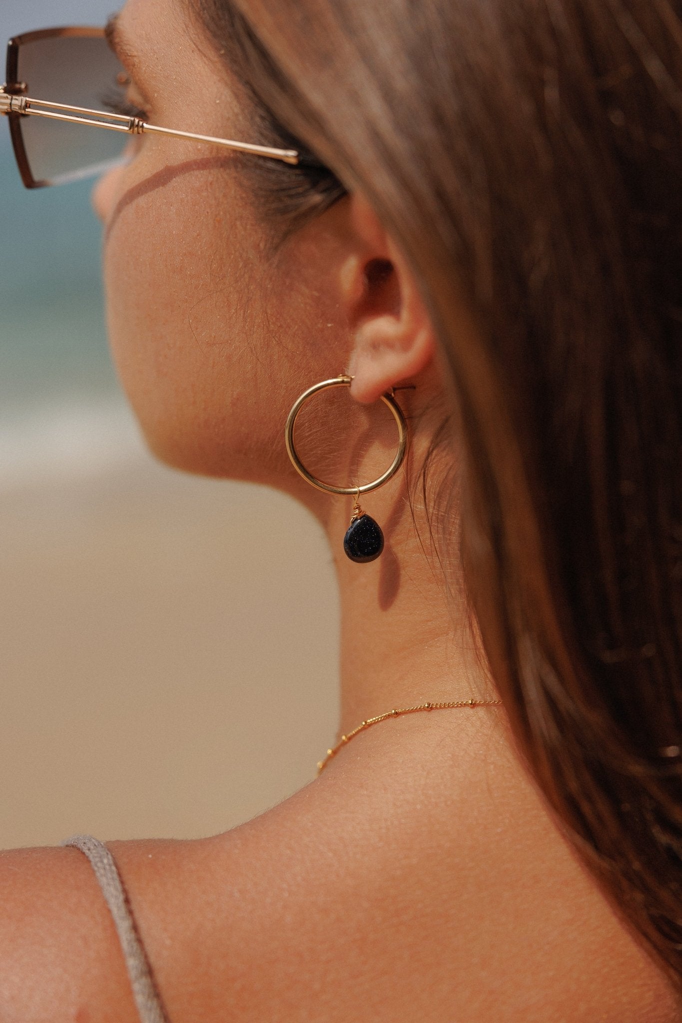 BLUE GOLDSTONE HOOPS - DE.FINE Collection Jewelry