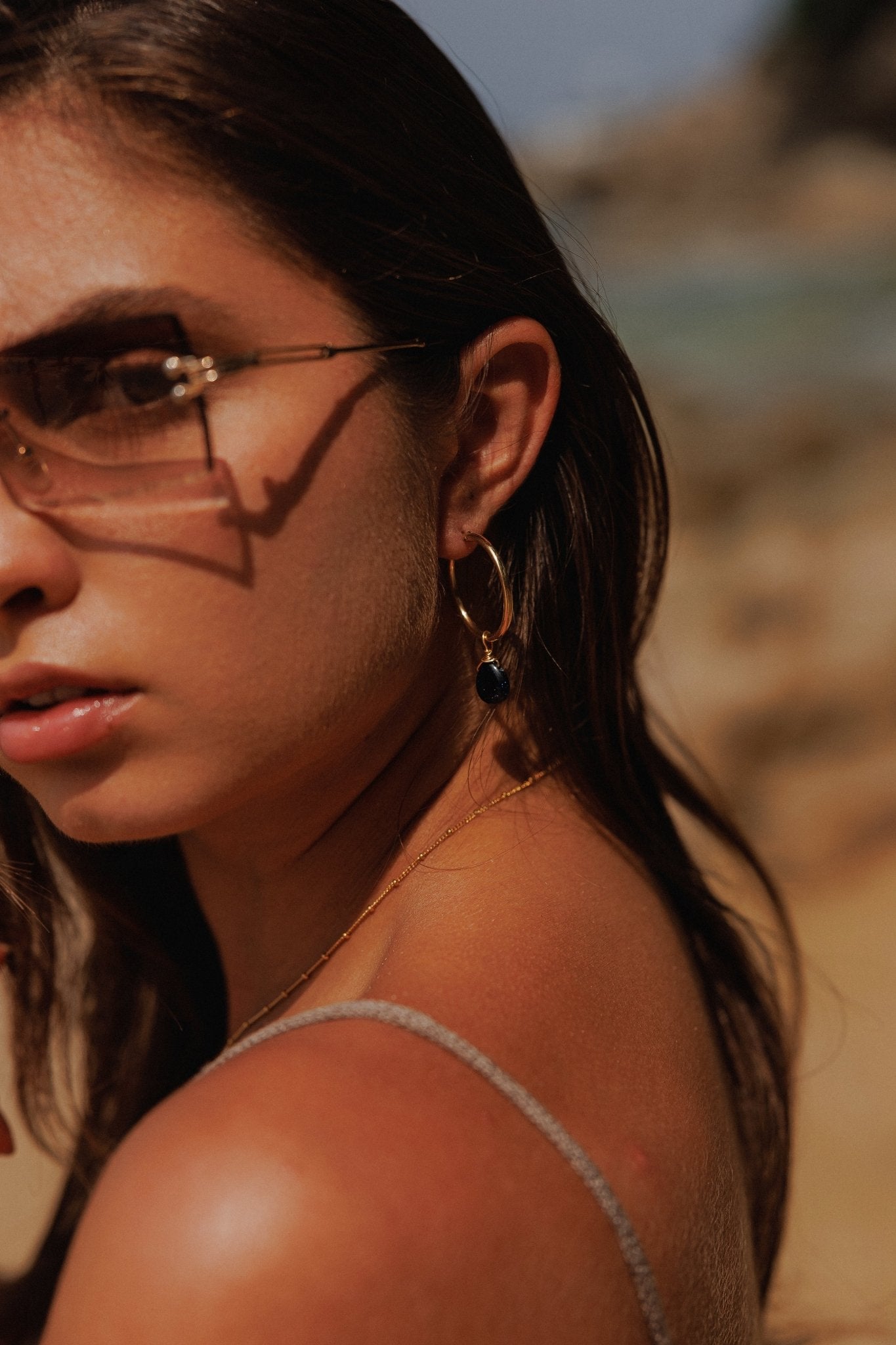 BLUE GOLDSTONE HOOPS - DE.FINE Collection Jewelry