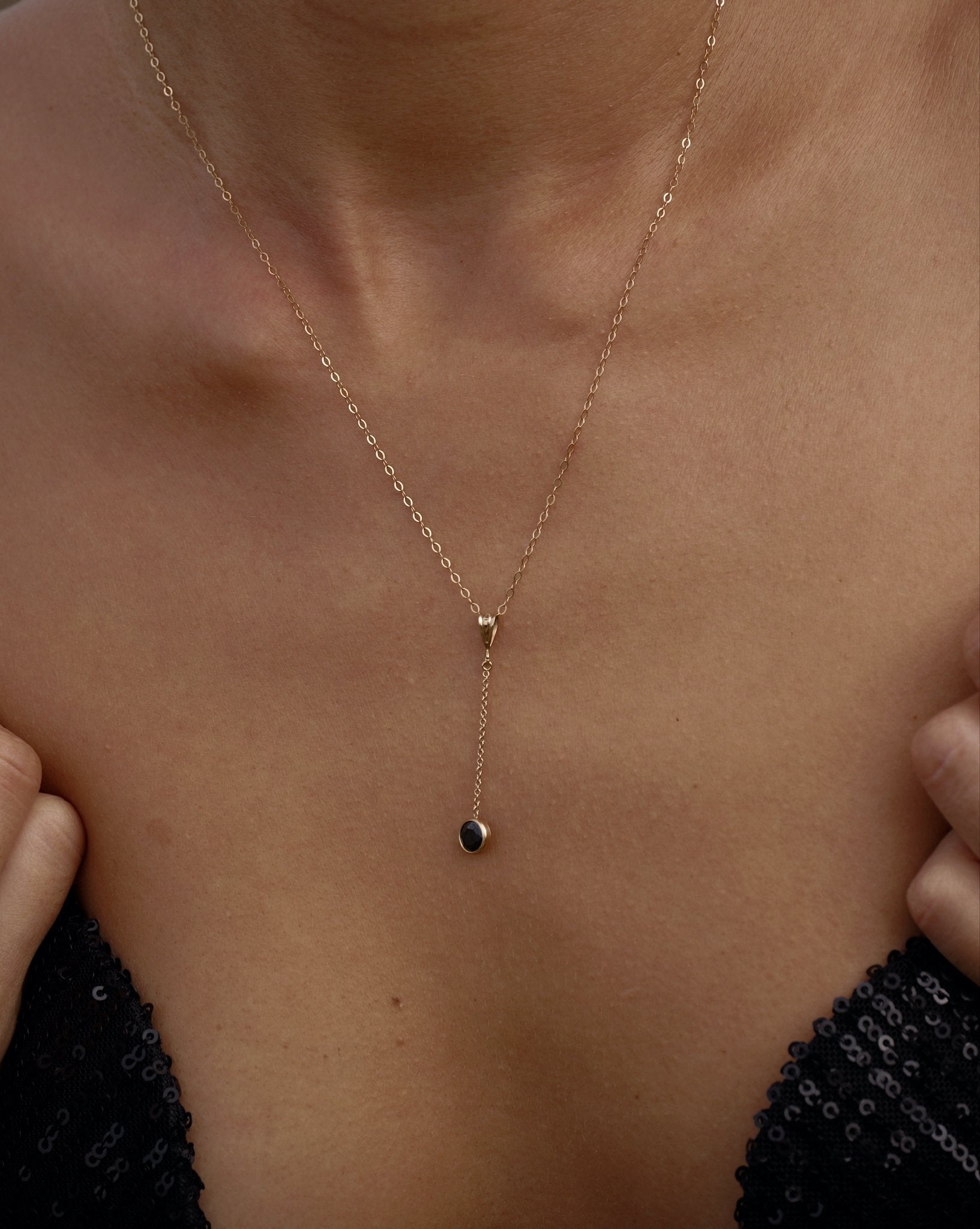 ONYX DROP NECKLACE - DE.FINE Collection Jewelry